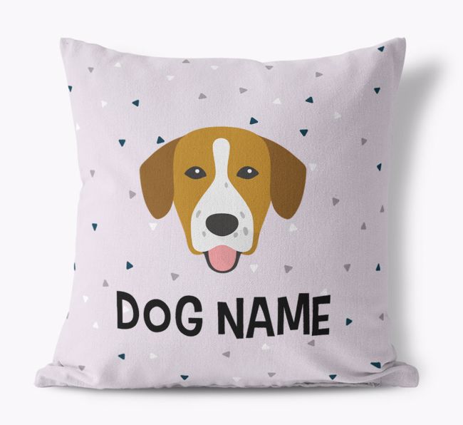 Triangle Pattern with {dogsName}'s Icon: Personalized Canvas Pillow